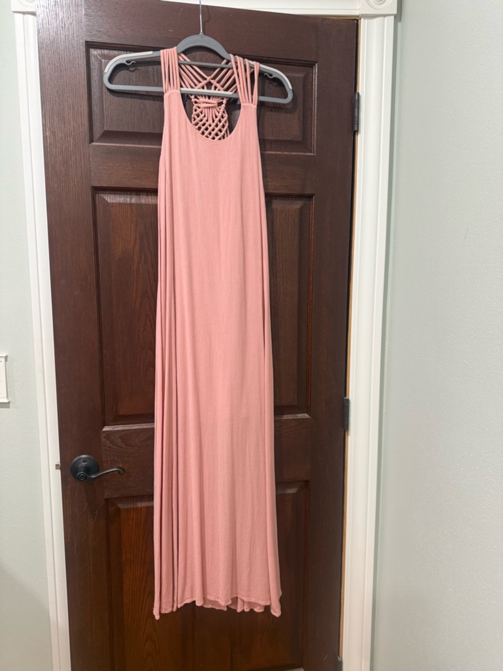 JustFab Blush Pink Maxi Dress with Macrame Back